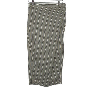 Prana Polyforest Skirt Womens Size Medium Gray Gold Striped Cotton Pull-on Midi